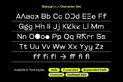 Glancyr Neue Demo font