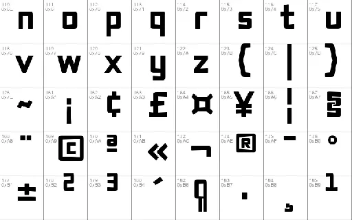 Axial cut font