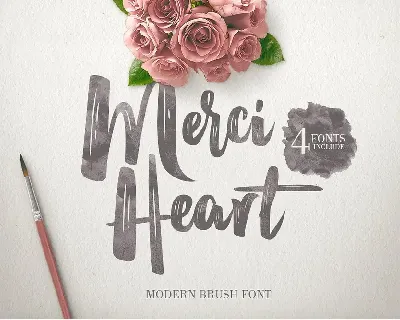 Merci Heart Brush font