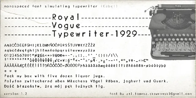 zai Royal Vogue Typewriter 1929 font