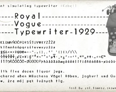 zai Royal Vogue Typewriter 1929 font