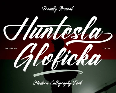 Huntesla Gloficka font