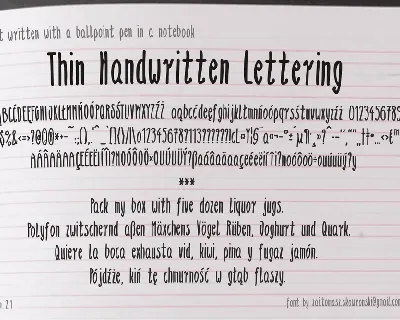 zai Thin Handwritten Lettering font