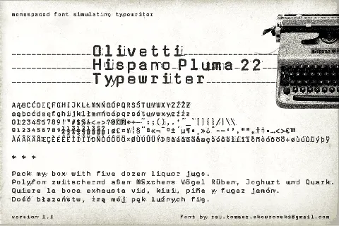 zai Olivetti Hispano Pluma 22 Typewriter font