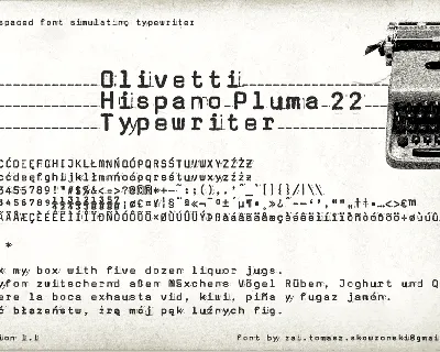 zai Olivetti Hispano Pluma 22 Typewriter font