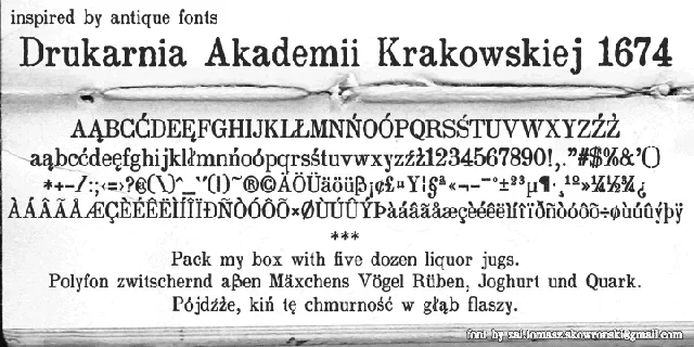 zai Drukarnia Akademii Krakowskiej 1674 font