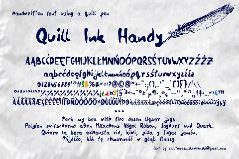 zai Quill Ink Handy font