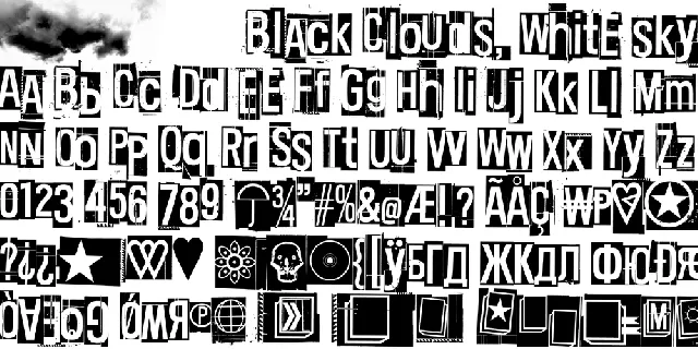 Black clouds, white sky font