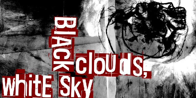 Black clouds, white sky font