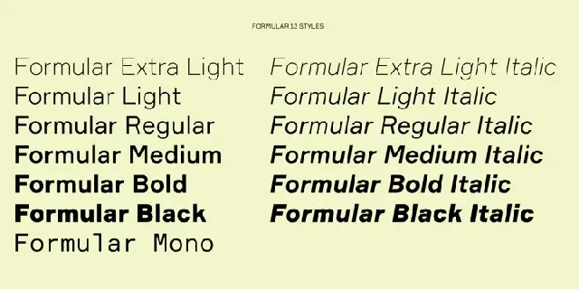 Formular Family font