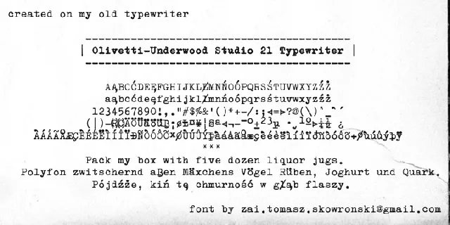 Olivetti Underwood Studio 21 Typewriter font