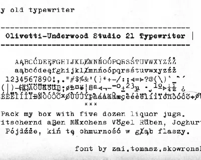 Olivetti Underwood Studio 21 Typewriter font