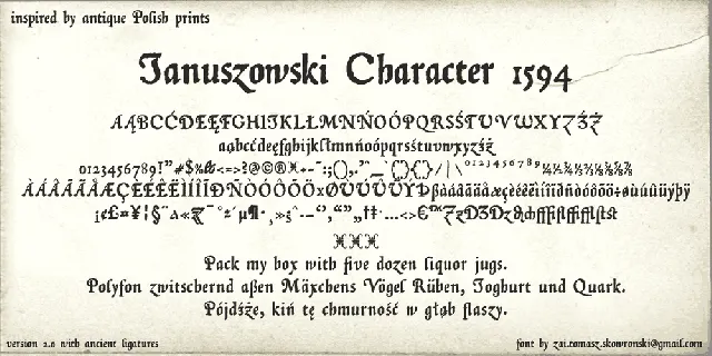 Januszowski Character 1594 font