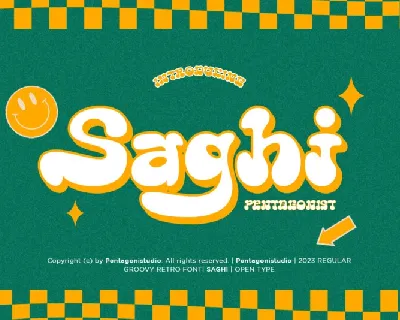Saghi | Groovy Retro font