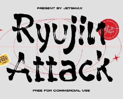 Ryujin Attack Brush font