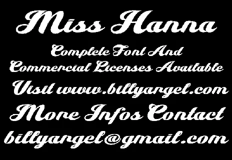 Miss Hanna Personal Use font