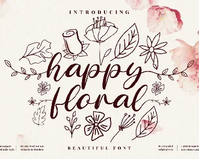 happy floral font