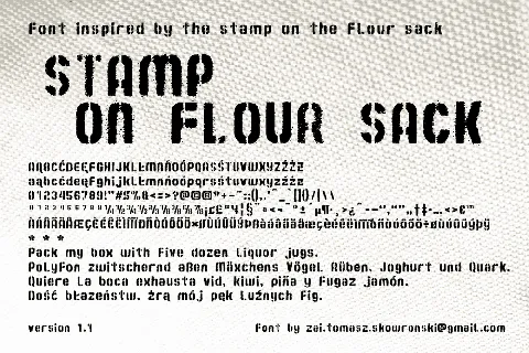 STAMP on flour sack font