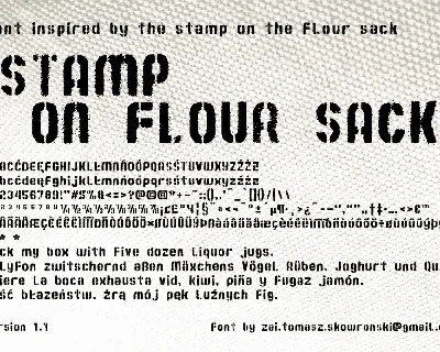 STAMP on flour sack font
