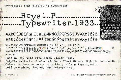 zai Royal P Typewriter 1933 font