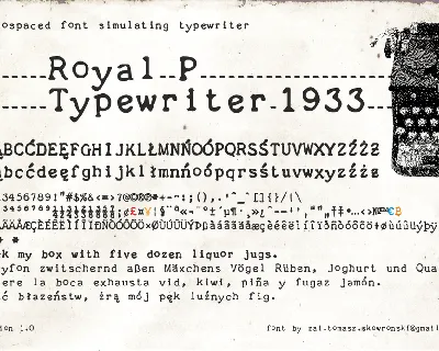 zai Royal P Typewriter 1933 font