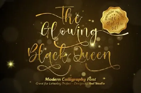 The Glowing Black Queen Script font