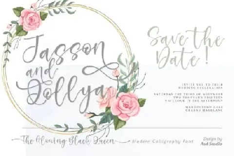 The Glowing Black Queen Script font