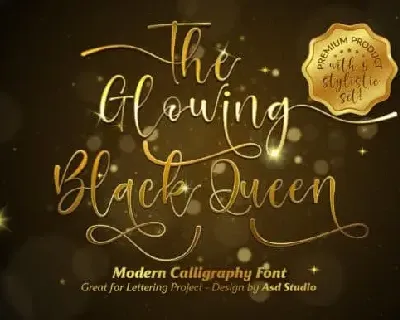 The Glowing Black Queen Script font