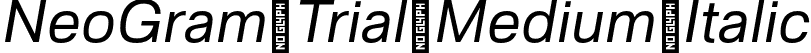 NeoGram Trial Medium Italic font - NeoGramTrial-MediumItalic-BF63eaf5c7e95de.otf