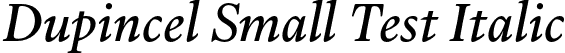 Dupincel Small Test Italic font - DupincelSmallTest-RegularItalic.otf