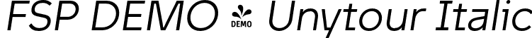 FSP DEMO - Unytour Italic font - Fontspring-DEMO-unytour-regularitalic.otf
