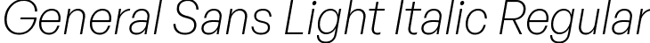 General Sans Light Italic Regular font - GeneralSans-LightItalic.ttf