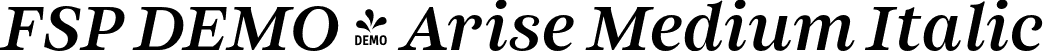 FSP DEMO - Arise Medium Italic font - Fontspring-DEMO-arise-mediumitalic.otf
