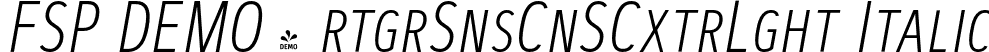 FSP DEMO - rtgrSnsCnSCxtrLght Italic font - Fontspring-DEMO-artegra_sans-condensed-sc-200-extralight-italic.otf