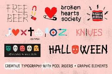 Pool Riders Typeface + Graphic Elements font