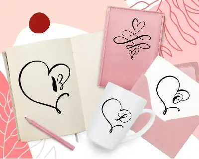 Monogram Heart Flourish Font