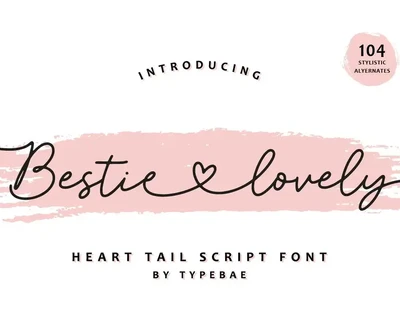 Bestie Lovely - Heart Swash Script Font