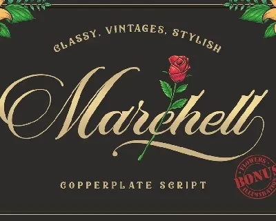 Marchell Font+ Bonus Vector Flowers