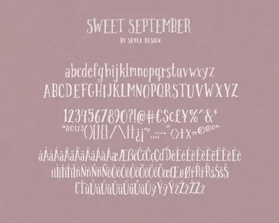 Sweet September script serif with clipart font