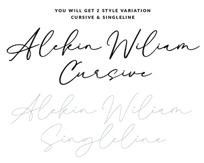 Alekin Wiliam - Signature font & Singleline