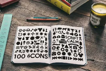 Script Calm + 100 Elements font